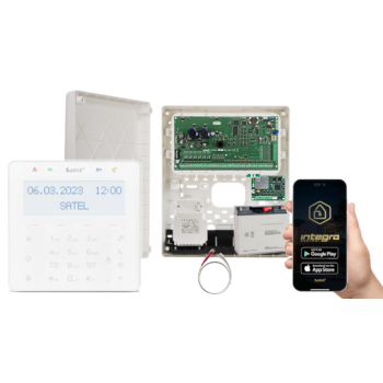 ZESTAW ALARMOWY SATEL INTEGRA 256 PLUS + INT-KSG2R-W + OPU-3P + AWT800 + 17Ah + INT-GSM LTE